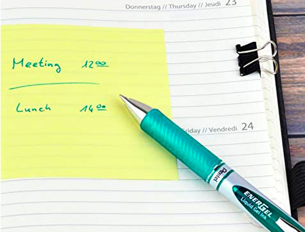ROLLER PENTEL ENERGEL RETRACTABLE RECHARGEABLE POINTE METAL FINE 0,7MM CLIP METAL COLORIS TURQUOISE