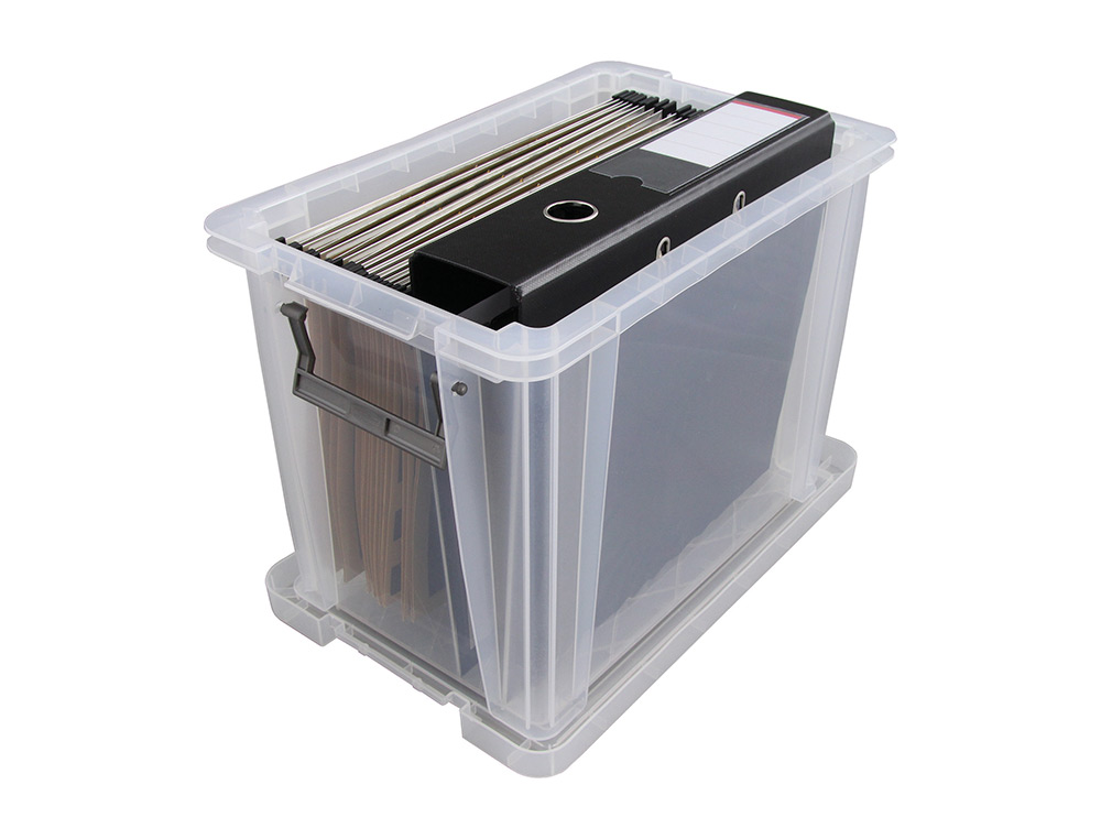 BOITE RANGEMENT FELLOWES POLYPROPYLENE RESISTANT RECYCLABLE EMPILABLE DOUBLE BASE RENFORCEE CLIP 18,5L