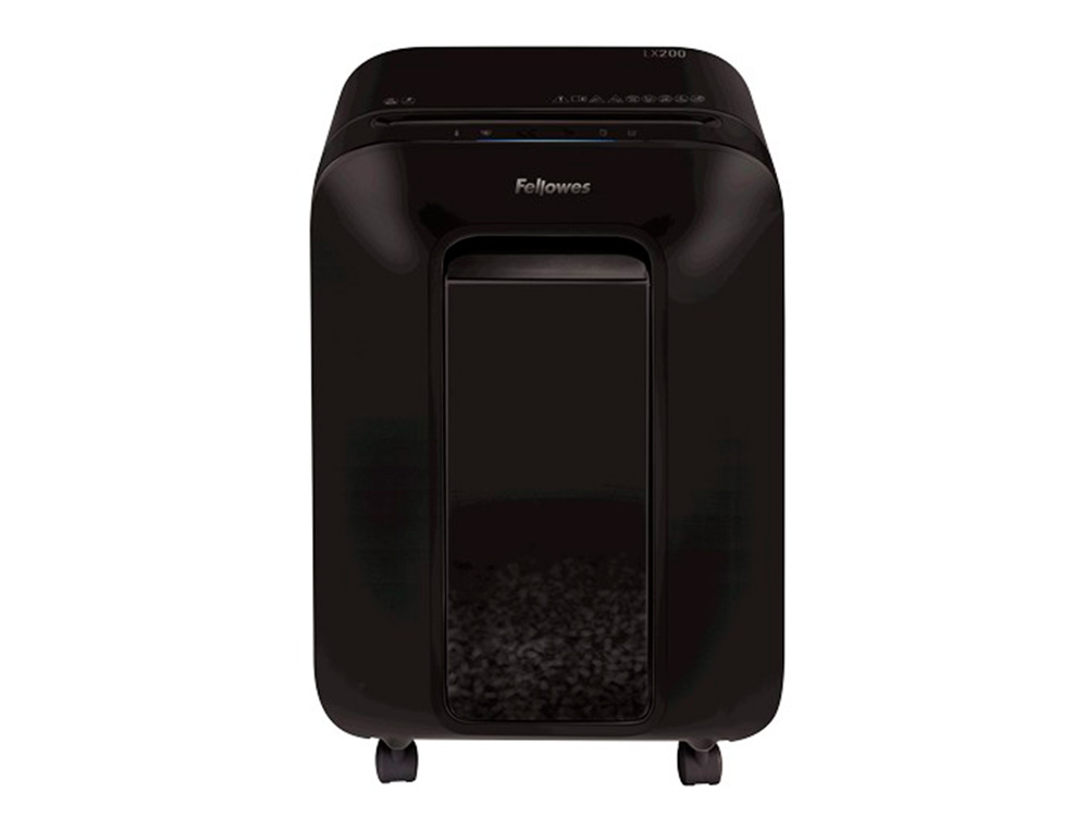 DESTRUCTEUR FELLOWES LX200 COUPE CROISEE 4X12MM 12F AGRAFES TROMBONES CB SECURITE P-4 CORBEILLE 22L