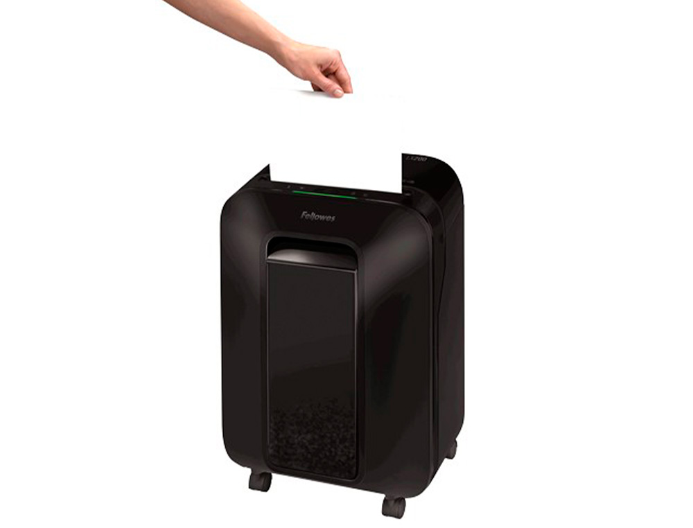 DESTRUCTEUR FELLOWES LX200 COUPE CROISEE 4X12MM 12F AGRAFES TROMBONES CB SECURITE P-4 CORBEILLE 22L