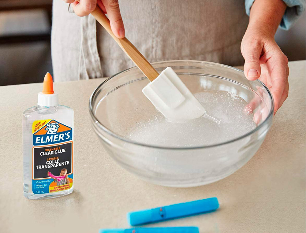 KIT STARTER POUR SLIME ELMER'S MINI 4 PIECES 1       FLACON DE COLLE 147ML 1       LIQUIDE MAGIQUE 68ML 2 COLLES