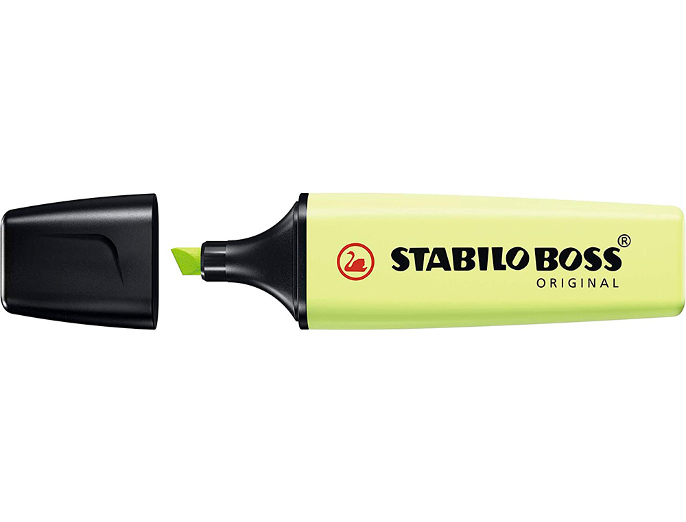 SURLIGNEUR STABILO BOSS ORIGINAL PASTEL ENCRE BASE EAU POINTE BISEAUTEE LARGEUR TRACE 2/5MM COLORIS ZESTE DE