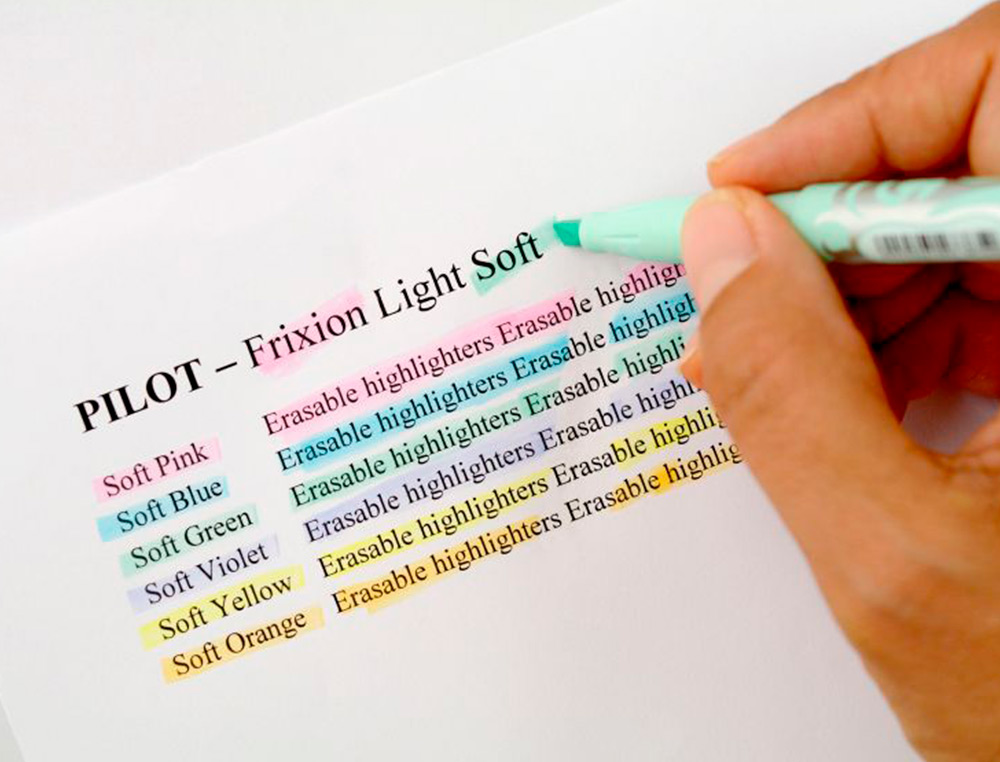 SURLIGNEUR PILOT FRIXION LIGHT SOFT EFFACABLE POINTE MOYENNE COLORIS VERT PASTEL
