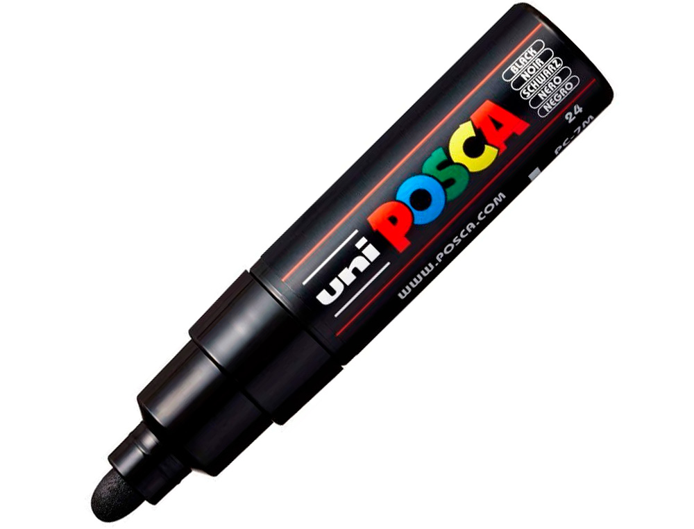 MARQUEUR PEINTURE POSCA PC7M POINTE LARGE CONIQUE ENCRE    INODORE COUVRANTE MISCIBLE    TOUS SUPPORTS COLORIS NOIR
