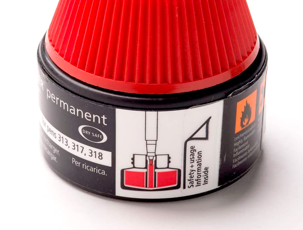 RECHARGE FEUTRE PERMANENT STAEDTLER LUMOCOLOR 487 17 POUR FEUTRES 313/314/317/318 FLACON 15ML COLORIS ROUGE