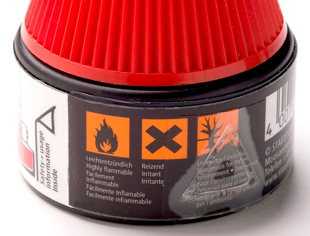 RECHARGE FEUTRE PERMANENT STAEDTLER LUMOCOLOR 487 17 POUR FEUTRES 313/314/317/318 FLACON 15ML COLORIS ROUGE