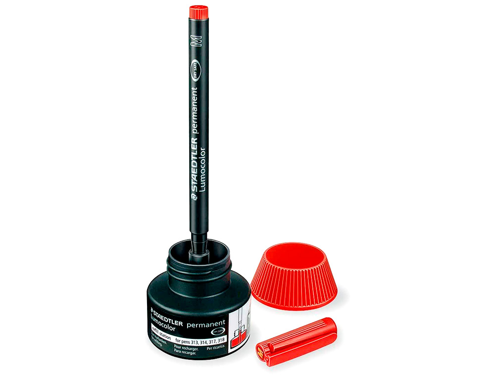 RECHARGE FEUTRE PERMANENT STAEDTLER LUMOCOLOR 487 17 POUR FEUTRES 313/314/317/318 FLACON 15ML COLORIS ROUGE