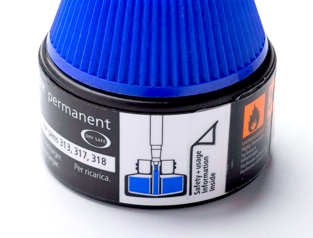RECHARGE MARQUEUR PERMANENT STAEDTLER LUMOCOLOR 488 48 POUR MARQUEURS COMPACTS 348 FLACON 20ML COLORIS BLEU