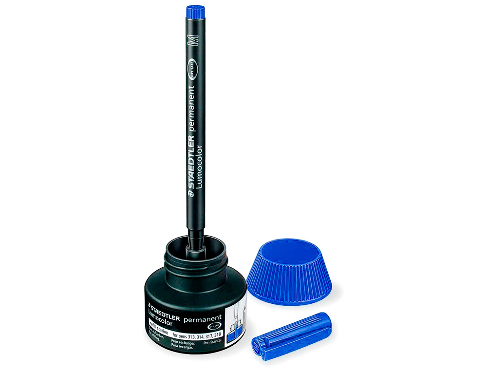 RECHARGE MARQUEUR PERMANENT STAEDTLER LUMOCOLOR 488 48 POUR MARQUEURS COMPACTS 348 FLACON 20ML COLORIS BLEU
