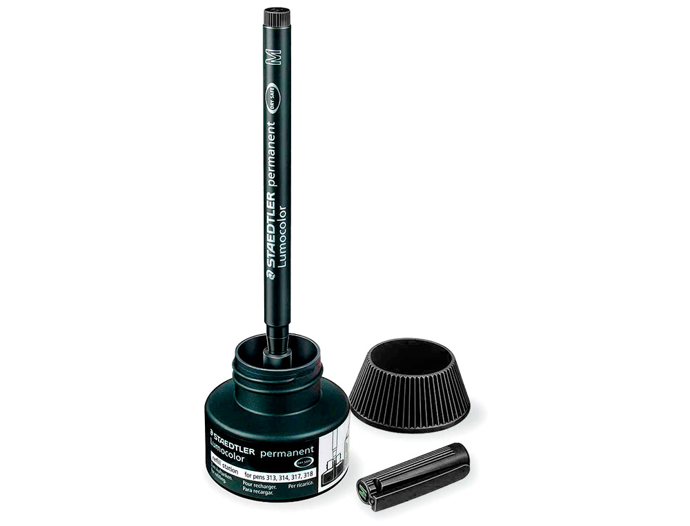 RECHARGE MARQUEUR PERMANENT STAEDTLER LUMOCOLOR 488 48 POUR MARQUEURS COMPACTS 348 FLACON 20ML COLORIS NOIR