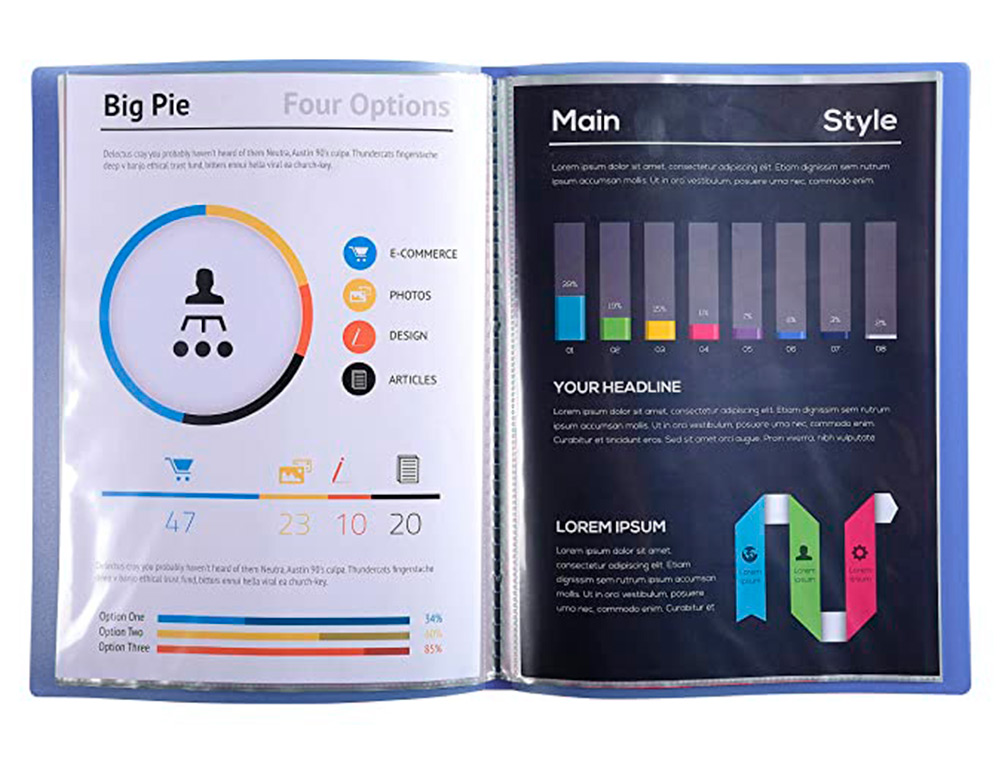 PROTEGE-DOCUMENTS EXACOMPTA CHROMALINE A4 POLYPROPYLENE   SEMI RIGIDE COUVERTURE SOUPLE 40 POCHETTES 80 VUES ASSORTIS