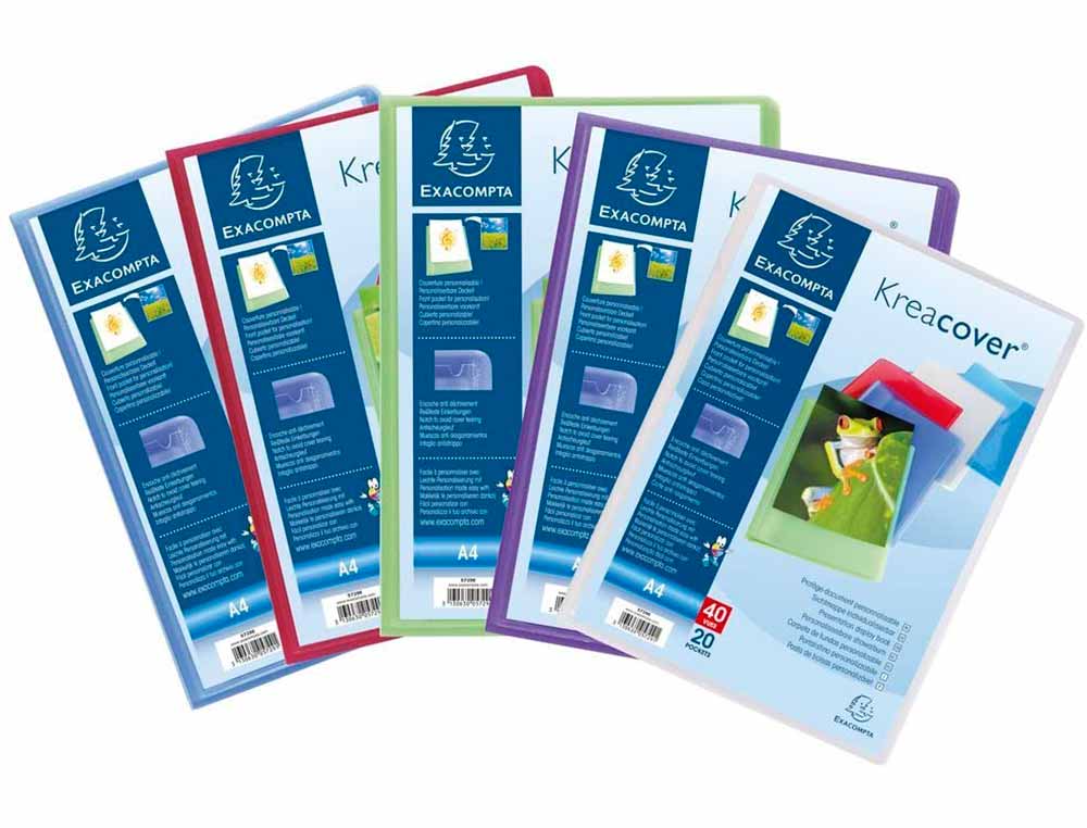 PROTEGE-DOCUMENTS EXACOMPTA KREACOVER CHROMALINE POLYPROPYLENE SEMI-RIGIDE 24X32CM 40 VUES COLORIS