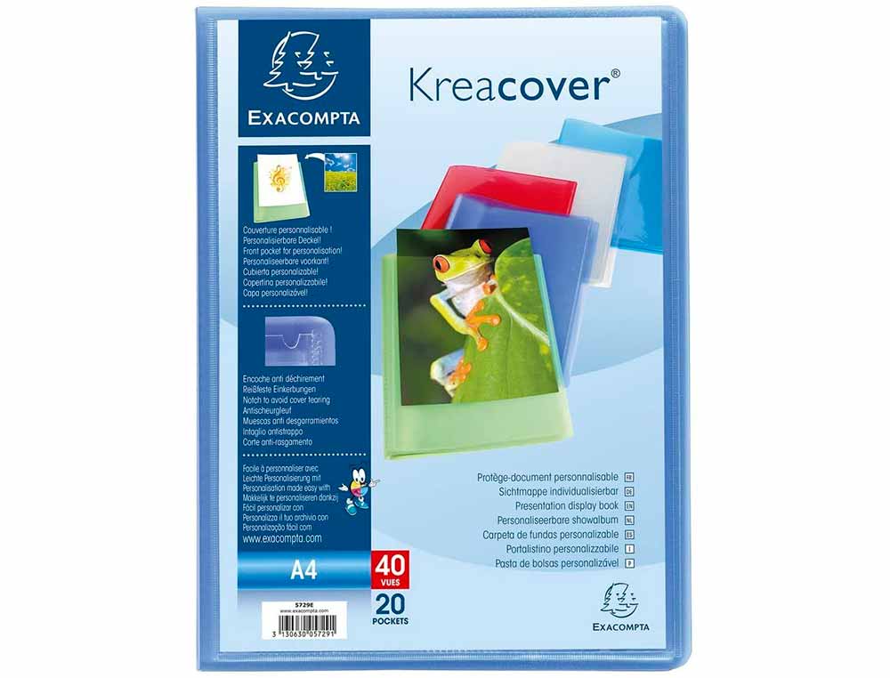 PROTEGE-DOCUMENTS EXACOMPTA KREACOVER CHROMALINE POLYPROPYLENE SEMI-RIGIDE 24X32CM 40 VUES COLORIS