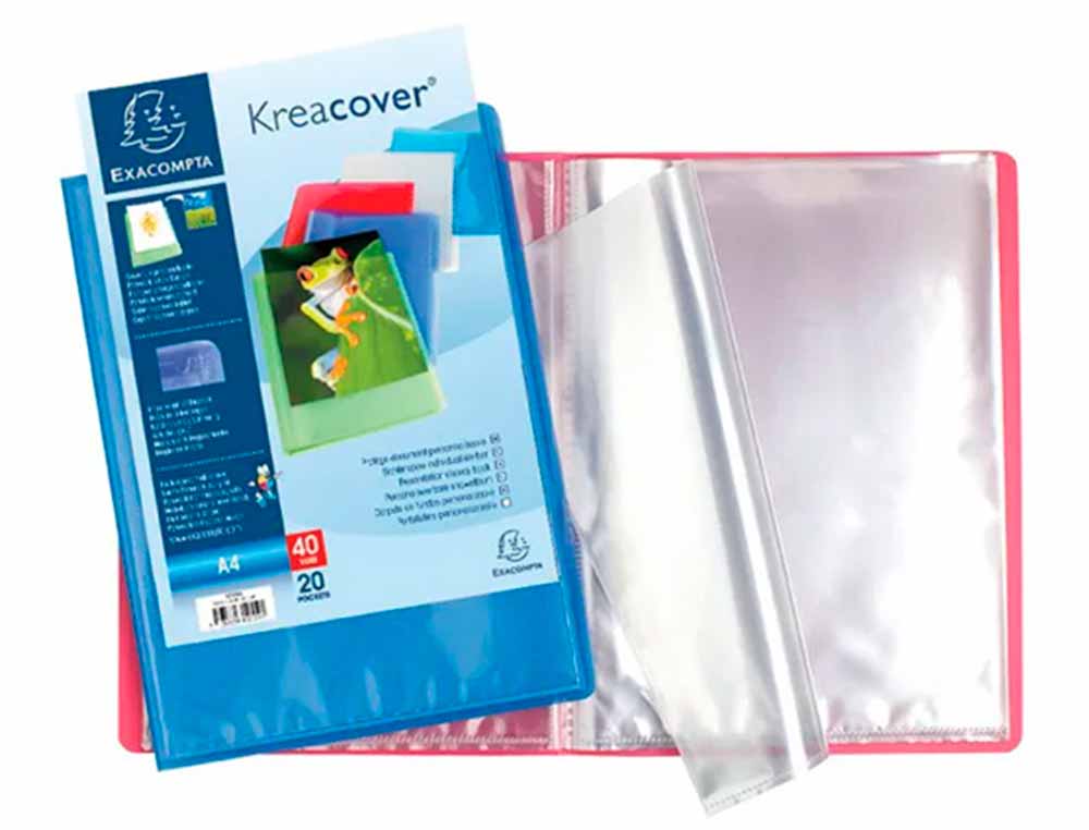PROTEGE-DOCUMENTS EXACOMPTA KREACOVER CHROMALINE POLYPROPYLENE SEMI-RIGIDE 24X32CM 40 VUES COLORIS