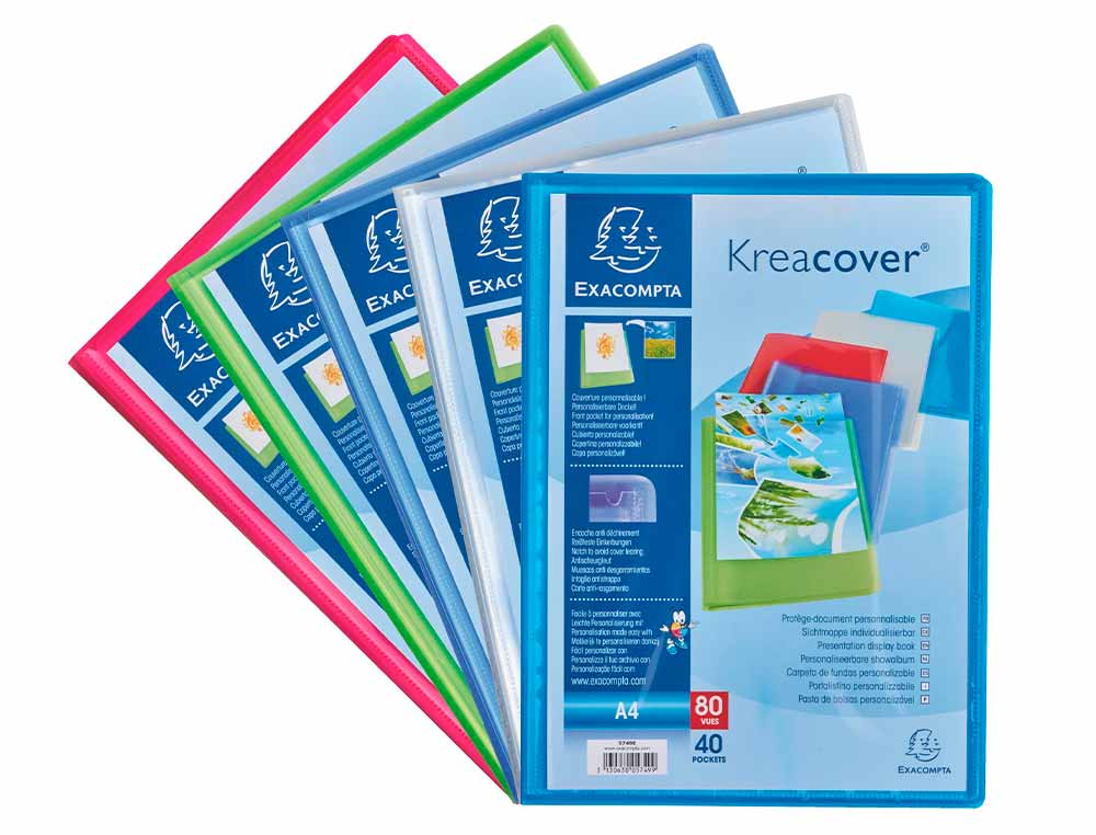 PROTEGE-DOCUMENTS EXACOMPTA KREACOVER CHROMALINE          POLYPROPYLENE SEMI-RIGIDE     24X32CM 80 VUES COLORIS