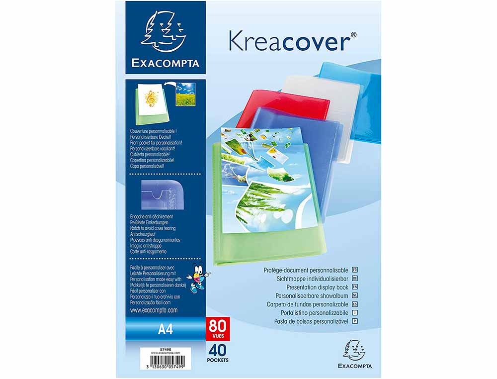 PROTEGE-DOCUMENTS EXACOMPTA KREACOVER CHROMALINE          POLYPROPYLENE SEMI-RIGIDE     24X32CM 80 VUES COLORIS