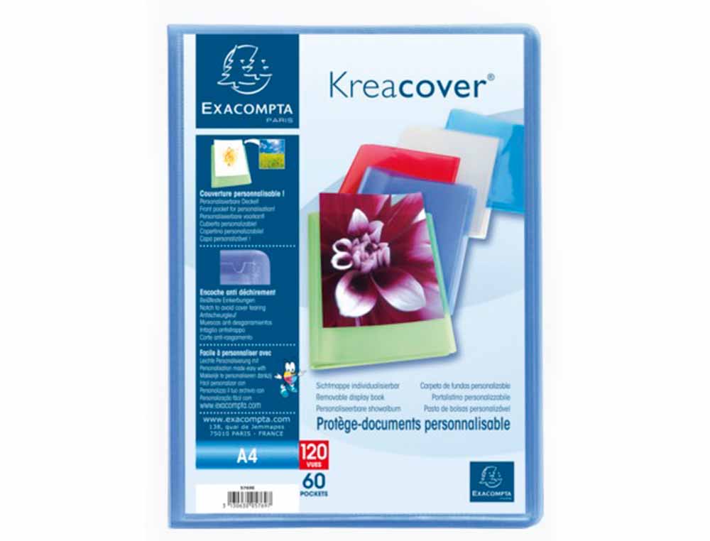 PROTEGE-DOCUMENTS PERSONNALISABLE EXACOMPTA     POLYPROPYLENE SEMI-RIGIDE     24X32CM 120 VUES COLORIS