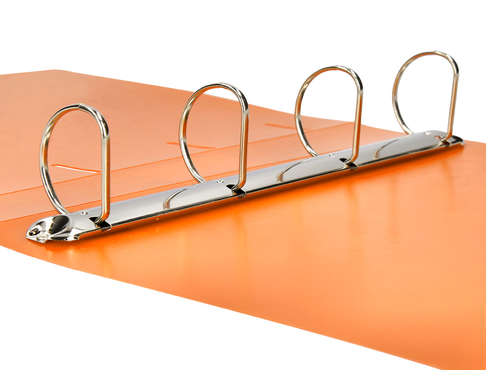 CLASSEUR LIDERPAPEL 4 ANNEAUX 40MM A4 POLYPROPYLENE DOS     55MM PORTE-CARTES DE VISITE   COLORIS ORANGE FLUO