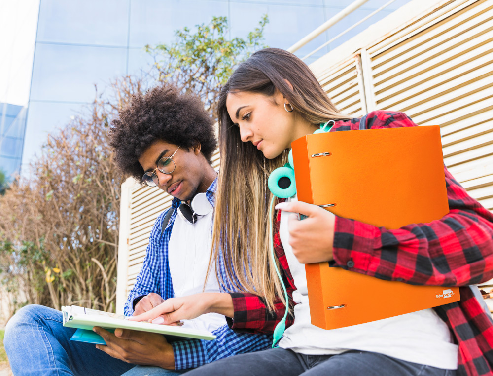 CLASSEUR LIDERPAPEL 4 ANNEAUX 40MM A4 POLYPROPYLENE DOS     55MM PORTE-CARTES DE VISITE   COLORIS ORANGE FLUO