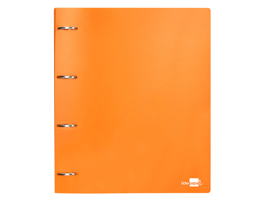 CLASSEUR LIDERPAPEL 4 ANNEAUX 40MM A4 POLYPROPYLENE DOS     55MM PORTE-CARTES DE VISITE   COLORIS ORANGE FLUO