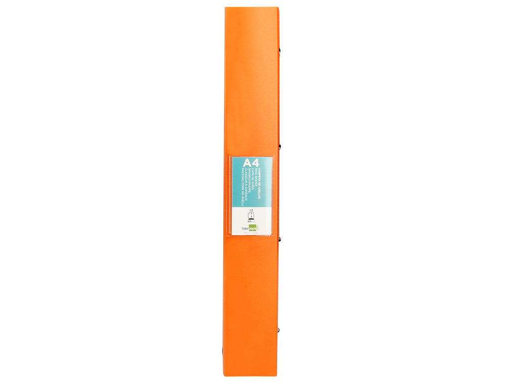CLASSEUR LIDERPAPEL 4 ANNEAUX 40MM A4 POLYPROPYLENE DOS     55MM PORTE-CARTES DE VISITE   COLORIS ORANGE FLUO