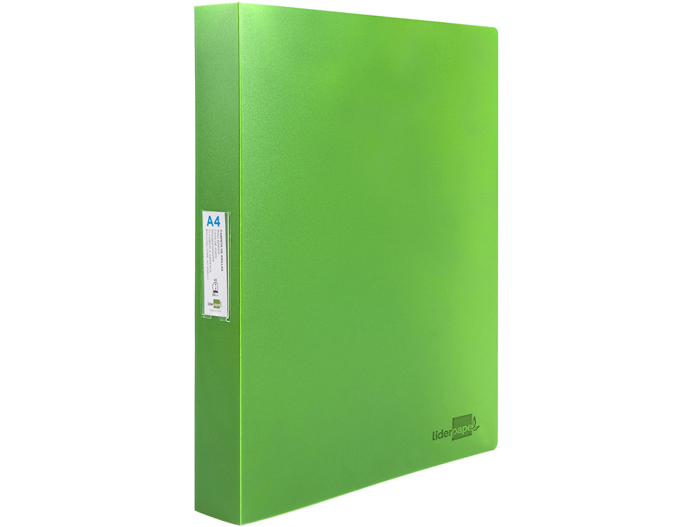 CLASSEUR KANGOUROU LIDERPAPEL 2 ANNEAUX EN D 40MM           POLYPROPYLENE 283X320MM       DOCUMENT A4 COLORIS VERT