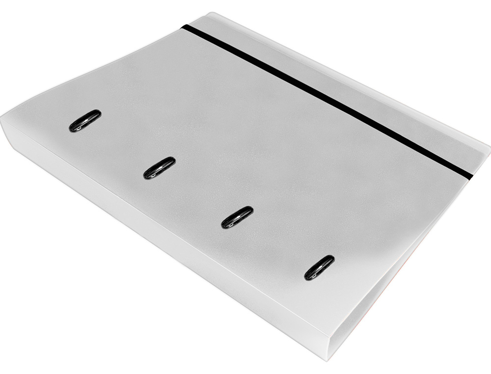 CLASSEUR LIDERPAPEL 4 ANNEAUX EN D 25MM A4 POLYPROPYLENE    FEUILLETS MOBILES 100F 5X5MM  COLORIS TRANSPARENT