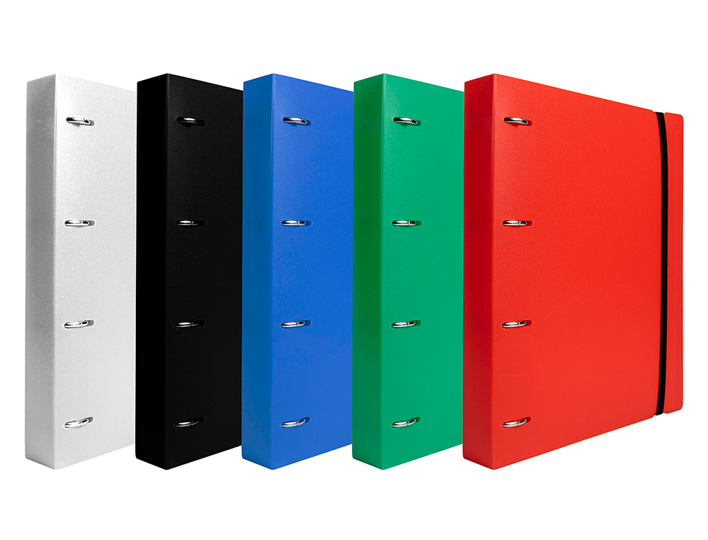 CLASSEUR LIDERPAPEL 4 ANNEAUX EN D 25MM A4 POLYPROPYLENE    FEUILLETS MOBILES 100F 5X5MM  COLORIS TRANSPARENT