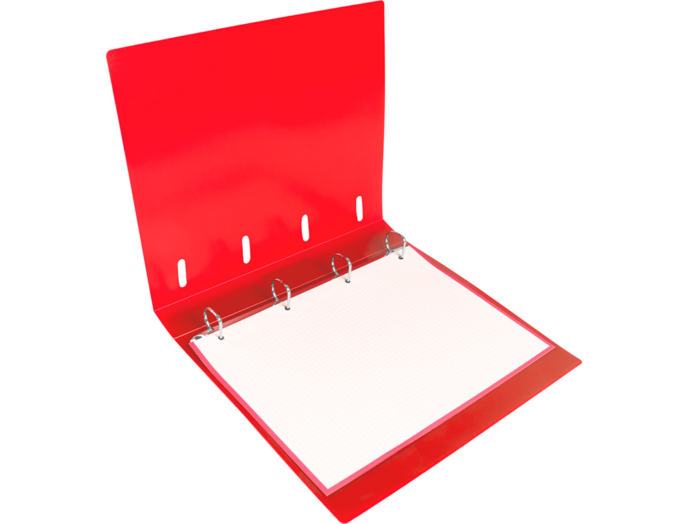 CLASSEUR LIDERPAPEL 4 ANNEAUX EN D 25MM A4 POLYPROPYLENE FEUILLETS MOBILES 100F 5X5MM COLORIS ROUGE TRANSLUCIDE