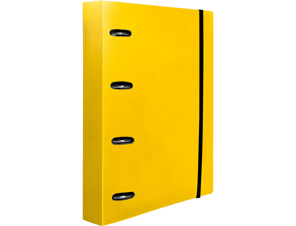 CLASSEUR LIDERPAPEL 4 ANNEAUX EN D 25MM A4 POLYPROPYLENE FEUILLETS MOBILES 100F 5X5MM COLORIS JAUNE FLUO