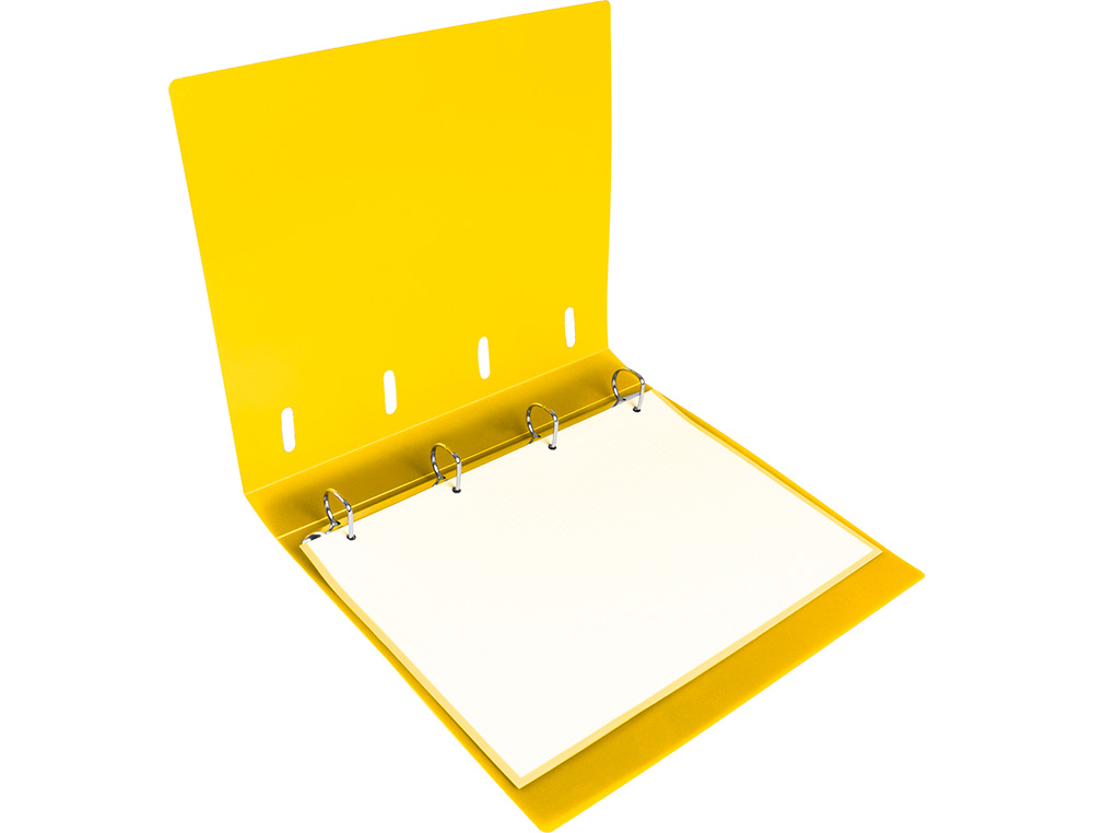 CLASSEUR LIDERPAPEL 4 ANNEAUX EN D 25MM A4 POLYPROPYLENE FEUILLETS MOBILES 100F 5X5MM COLORIS JAUNE FLUO