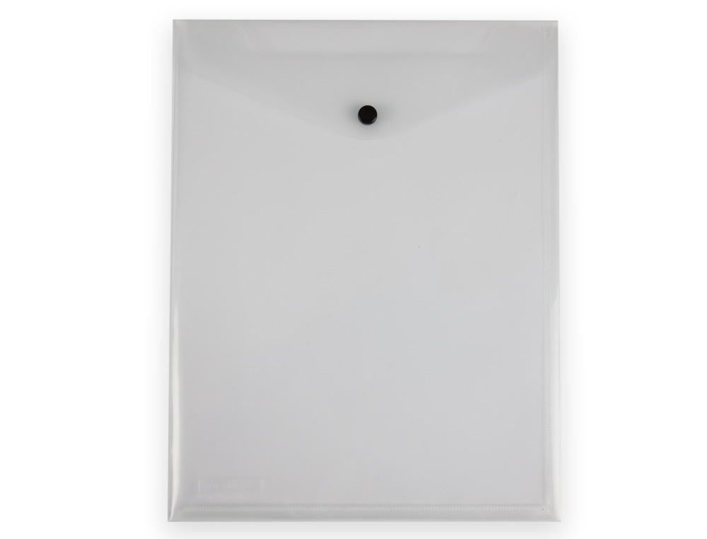 POCHETTE ENVELOPPE LIDERPAPEL POLYPROPYLENE 180 MICRONS A4  297X210MM AVEC SOUFFLET 300F  FERMETURE BOUTON TRANSPARENT
