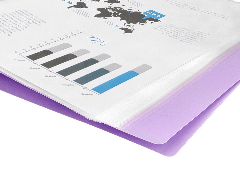 PROTEGE-DOCUMENTS LIDERPAPEL POLYPROPYLENE COUVERTURE      FLEXIBLE 80 POCHETTES FIXES   A4 220X297MM LAVANDE OPAQUE
