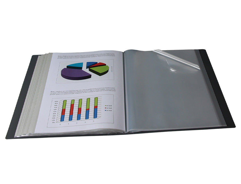 PROTEGE-DOCUMENTS LIDERPAPEL PERSONNALISABLE KANGOUROU     POLYPROPYLENE 60 POCHETTES    FIXES A4 COLORIS NOIR OPAQUE