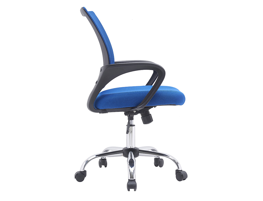 FAUTEUIL OPERATEUR Q-CONNECT SIENA MAILLE BASE METAL CHROME HAUTEUR MAX 1000MM LARGEUR 560MM PROF 570MM NOIR ET BLEU