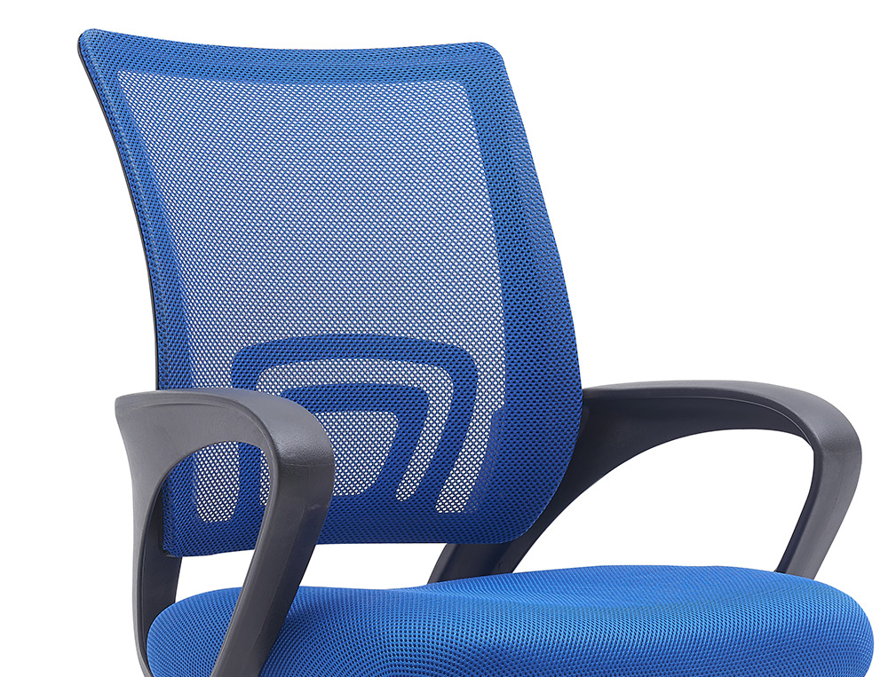 FAUTEUIL OPERATEUR Q-CONNECT SIENA MAILLE BASE METAL CHROME HAUTEUR MAX 1000MM LARGEUR 560MM PROF 570MM NOIR ET BLEU