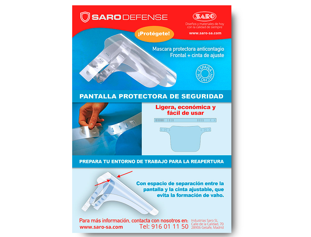 MASQUE FACIAL PROTECTEUR GLASSPACK 200 MC RENFORCEMENT FRONTAL PVC 300 MC FERMETURE  AVEC ELASTIQUE MESURES