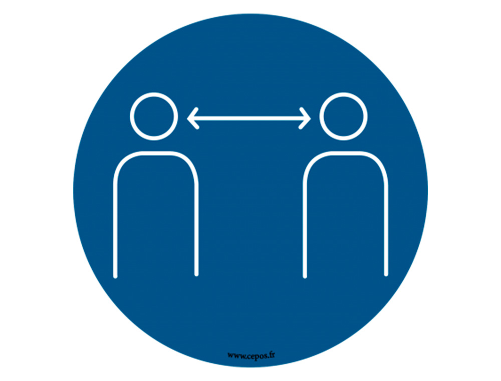 STICKERS CEP DE SIGNALISATION RESPECTER LES DISTANCES DE SECURITE POSE AU SOL DIAMETRE 45CM