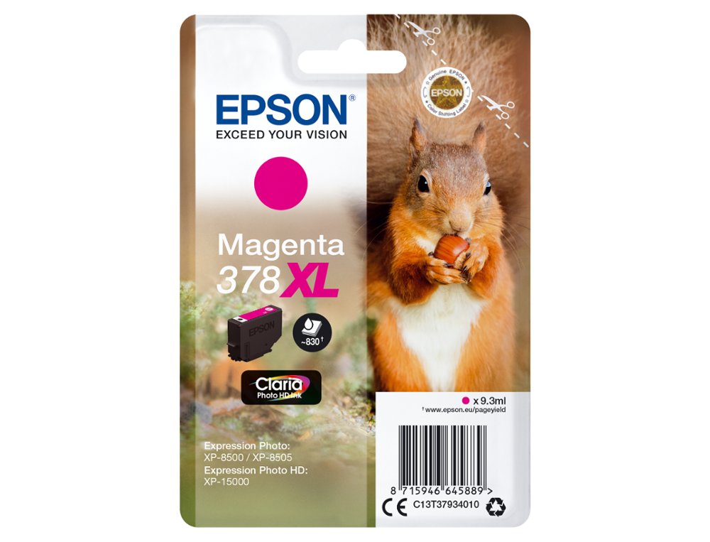 CARTOUCHE ENCRE EPSON 378XL XP-8605 / 8606 / XP-15000 /   XP-8500 / 8505 COULEUR        MAGENTA 830 PAGES