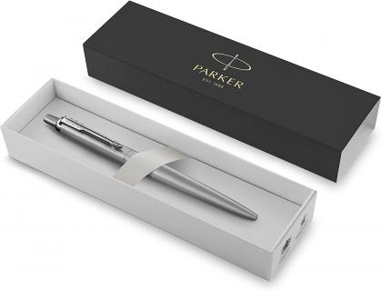 STYLO-BILLE PARKER JOTTER XL MONOCHROME POINTE MOYENNE ENCRE BLEUE AVEC COFFRET CADEAU COLORIS ACIER