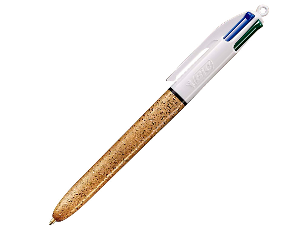 STYLO-BILLE BIC 4 COULEURS FESTIF RETRACTABLE            RECHARGEABLE POINTE MOYENNE   1MM CORPS LARGE BLANC/DORE