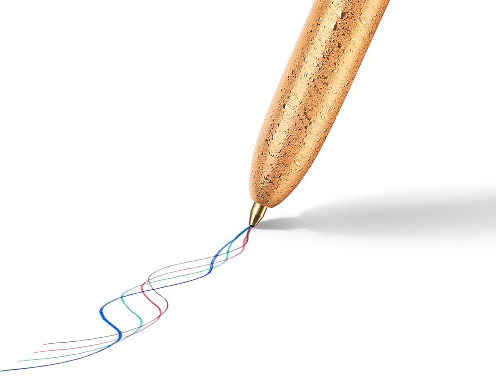 STYLO-BILLE BIC 4 COULEURS FESTIF RETRACTABLE            RECHARGEABLE POINTE MOYENNE   1MM CORPS LARGE BLANC/DORE