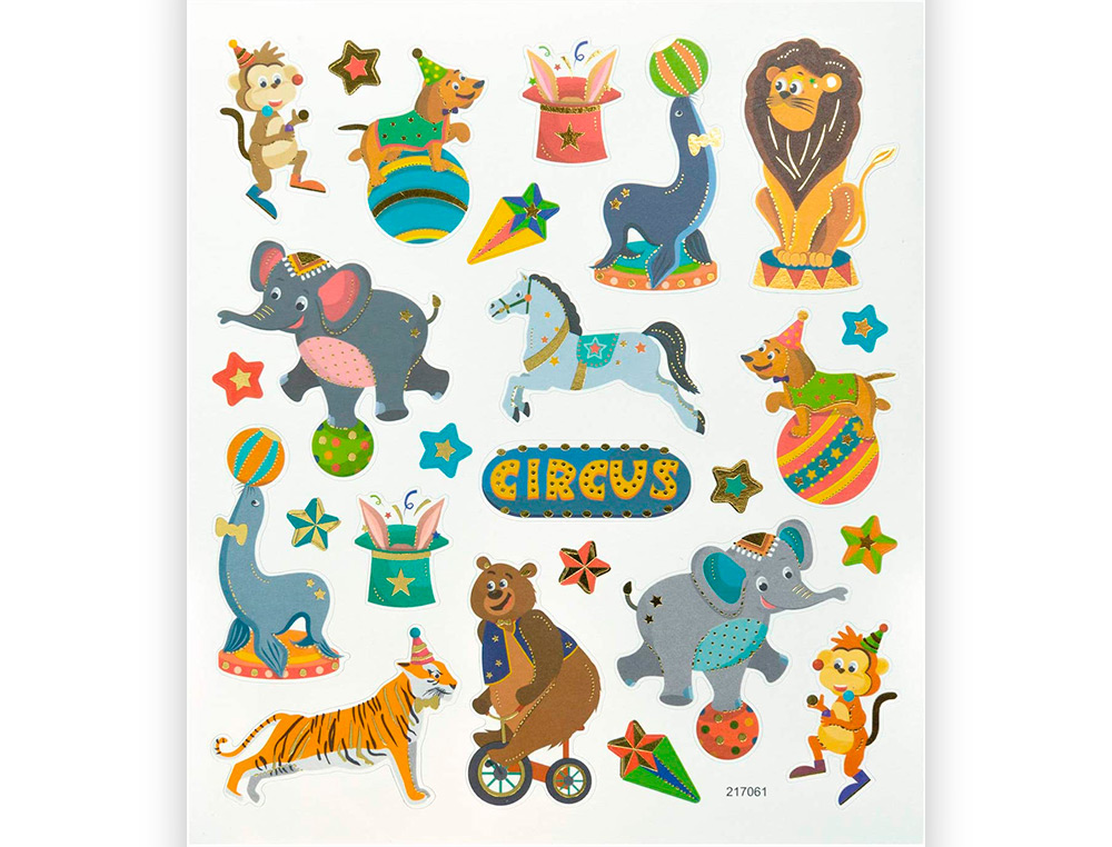 STICKER CHARMING FOLIA CIRCUS 15X17CM 2 FEUILLES ASSORTIES  49 PIECES