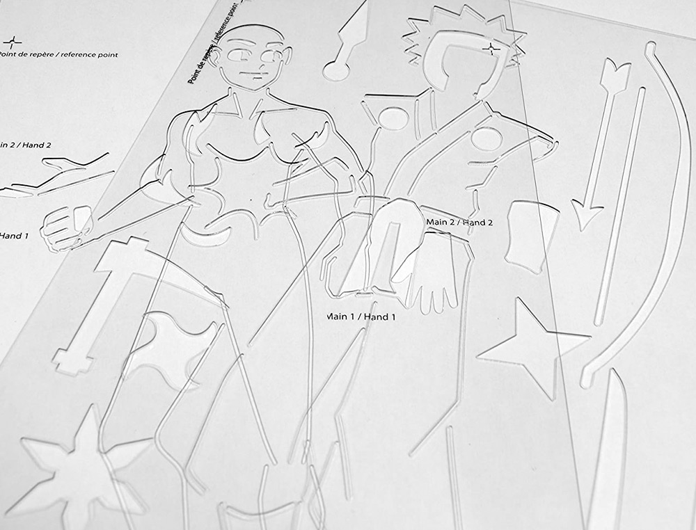 TRACE-MANGA GO MANGA 2 POCHOIRS SILHOUETTE A TRACER TENUE VESTIMENTAIRE ET ACCESSOIRES MODELE GARCON