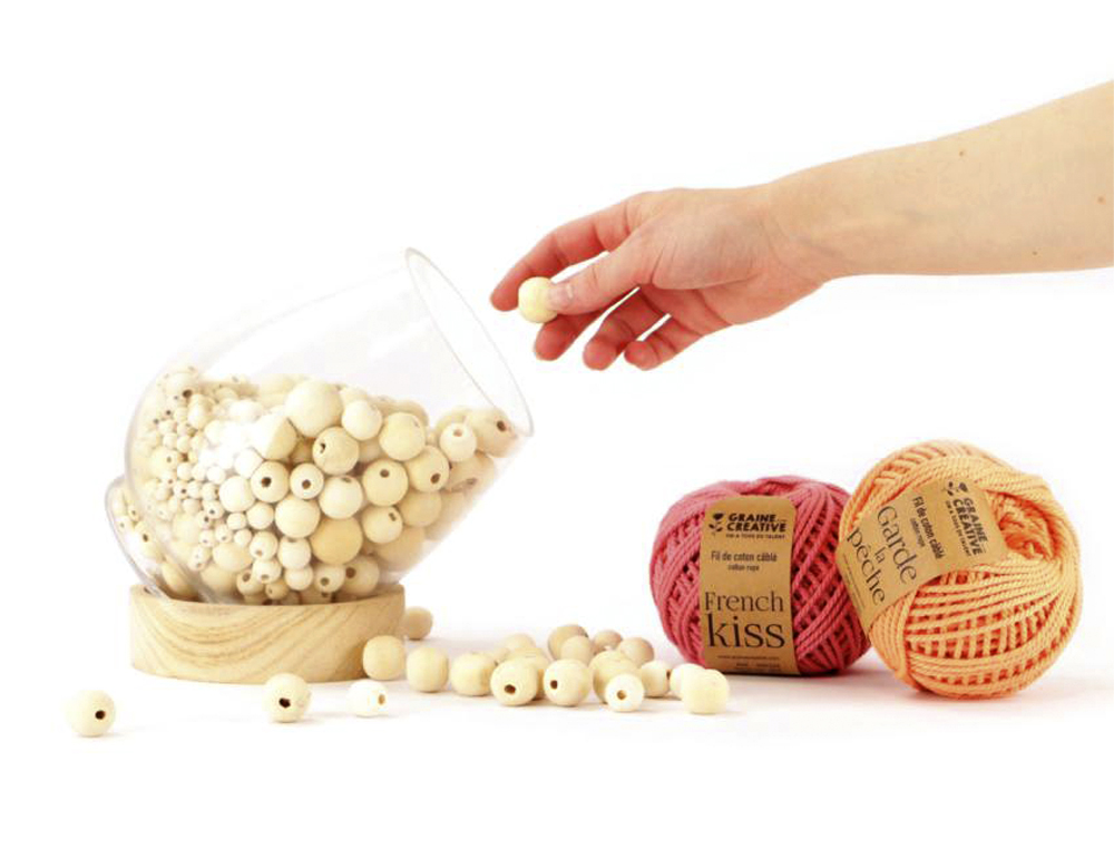 PERLES EN BOIS GRAINE CREATIVE DIAMETRE 40MM SACHET 2 PIECES