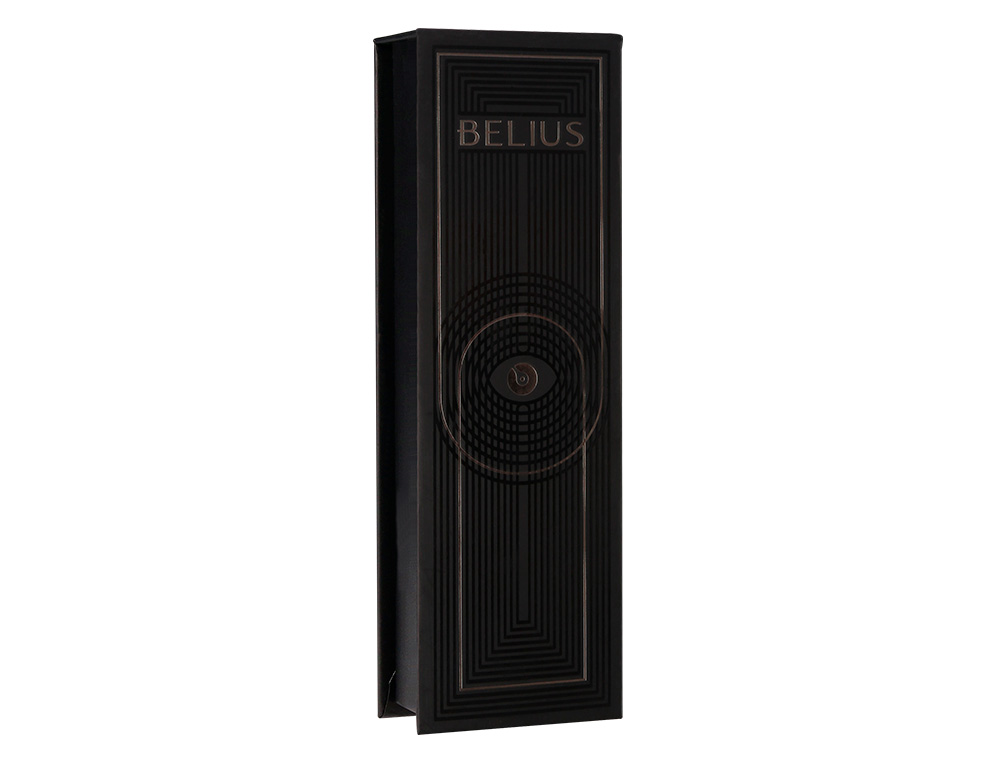 ROLLER BELIUS TURBO MONOCHROME ALUMINIUM TEXTURE POINTILLEE ENCRE BLEUE COLORIS NOIR DANS COFFRET CADEAU