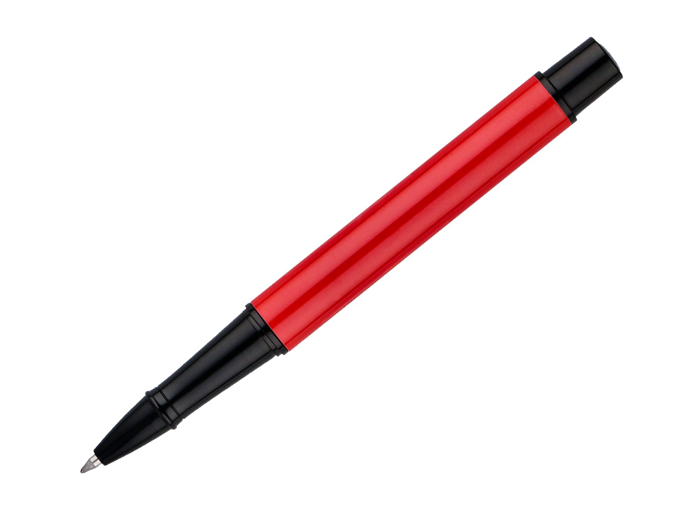 ROLLER BELIUS TURBO ALUMINIUM TEXTURE POINTILLEE ATTRIBUTS  NOIR ENCRE BLEUE COLORIS      ROUGE DANS COFFRET CADEAU