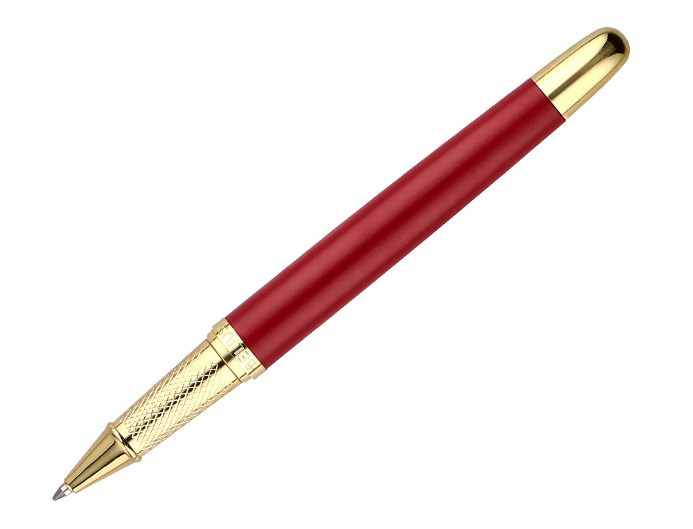 STYLO-BILLE ET ETUI SIMILI CUIR BELIUS SOIREE ALUM. DETAILS ET ATTRIBUTS OR ENCRE BLEUE COLORIS BORDEAUX COFFRET CADEAU