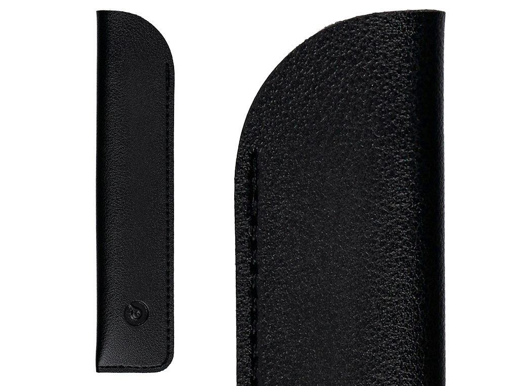 ROLLER ET ETUI EN SIMILI CUIR BELIUS SPACE B MONOCHROME SANS AGRAFE ENCRE BLEUE COLORIS NOIR DANS COFFRET CADEAU