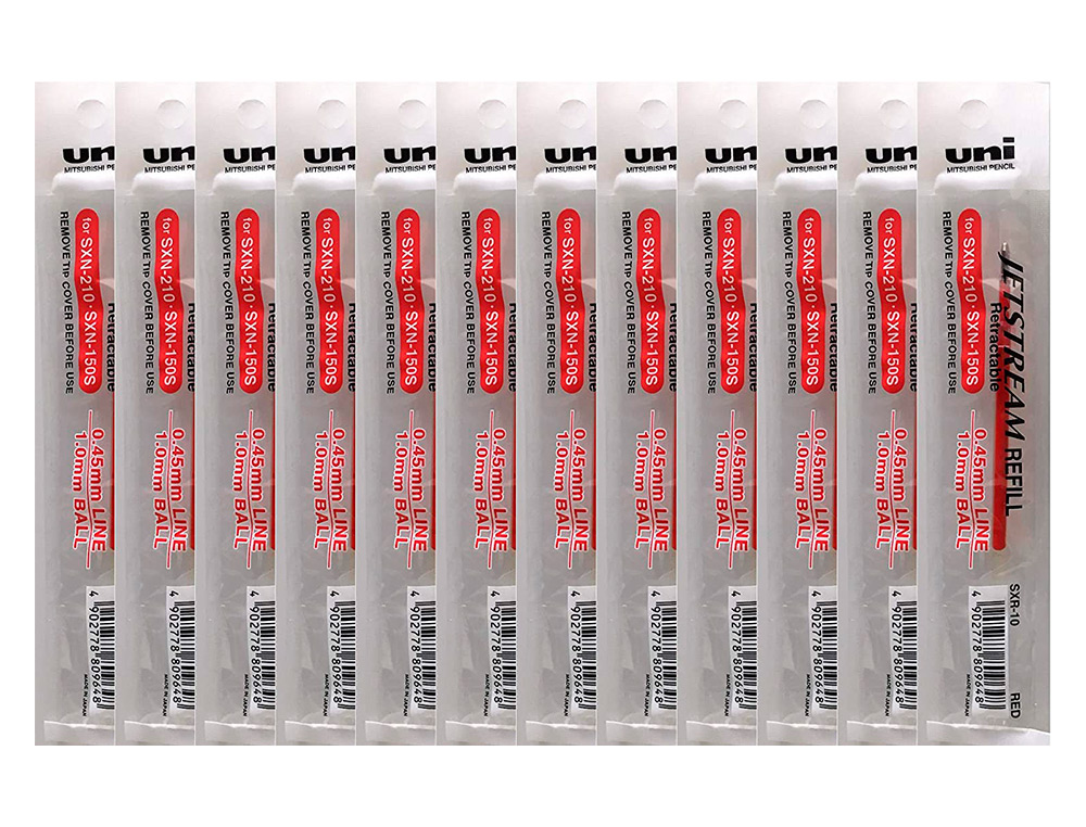 RECHARGE ROLLER UNIBALL JETSTREAM POINTE MOYENNE 1 MM 3 COULEUR ENCRE ENCRE SECHAGE INSTANTANE GLISSE ROUGE